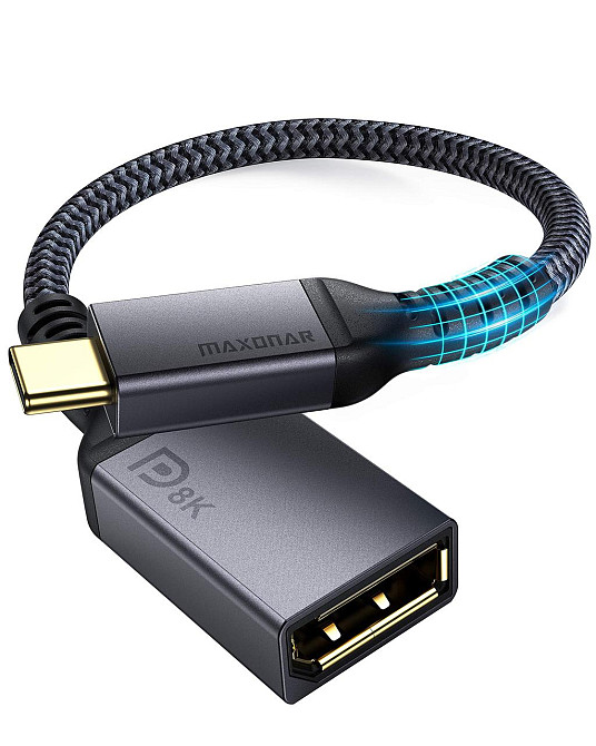 Адаптер Maxonar USB C на DisplayPort 8K@60Hz DP1.4 4K@60Hz/144Hz/120Hz 5K@60Hz 2K@240Hz Адаптер Thunderbolt 3 на DisplayPort HBR3 Київ - фото 1