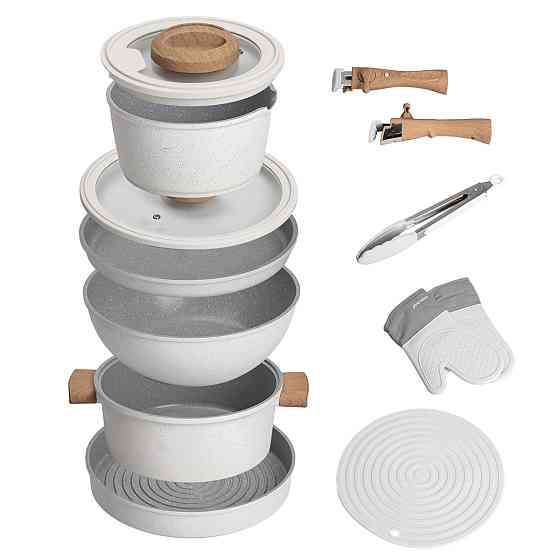 Набор алюминиевой посуды MGC с антипригарным покрытием 11 предметов белый HP-4-405 Киев