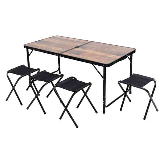 Розкладний стіл + 4 стільці кемпінговий набір для пікніка, риболовлі, відпочинку, туризму Коричневий JY-12060BR Коломия