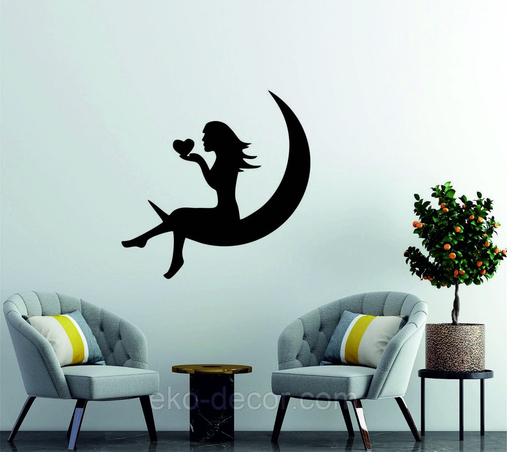 Декоративне настінне 3D Панно «Дівчина на місяць», Декор на стіну з об'ємом Київ - фото 3