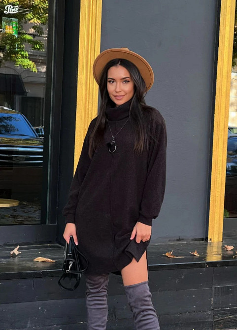 Тепла сукня з розрізами "Kleo" оптом | Батал | Розпродажа моделі Київ - фото 1