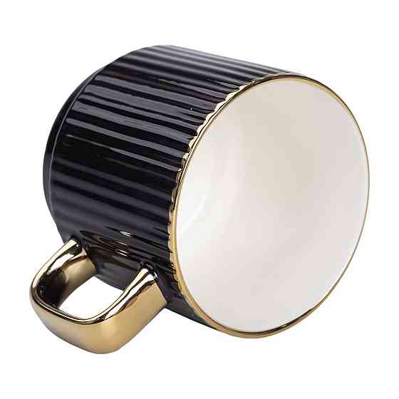 Чашка фарфоровая с золотым ободком и золотой ручкой 300 (мл) Черная RX-N231129B Киев