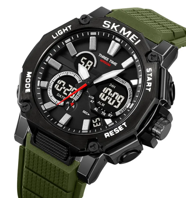 Часы мужские наручные Skmei 2219 (Черный с зеленым) Винница - изображение 3
