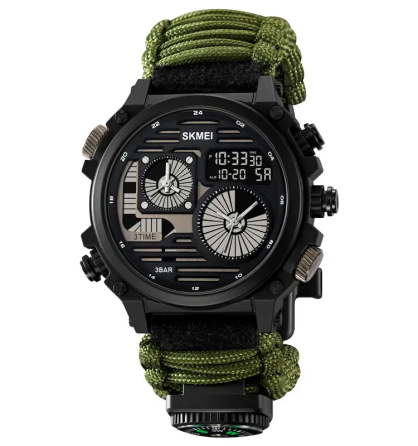 Часы мужские наручные спортивные Skmei 2202 Paracord (Зеленый нейлоновый ремешок) Винница