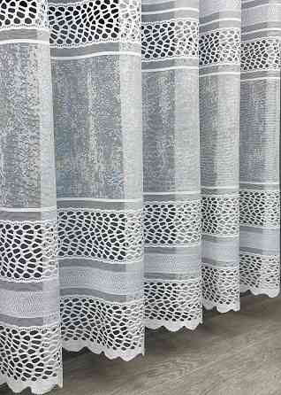 Короткий тюль жакард, висотою 2м, колір білий 1941т Київ