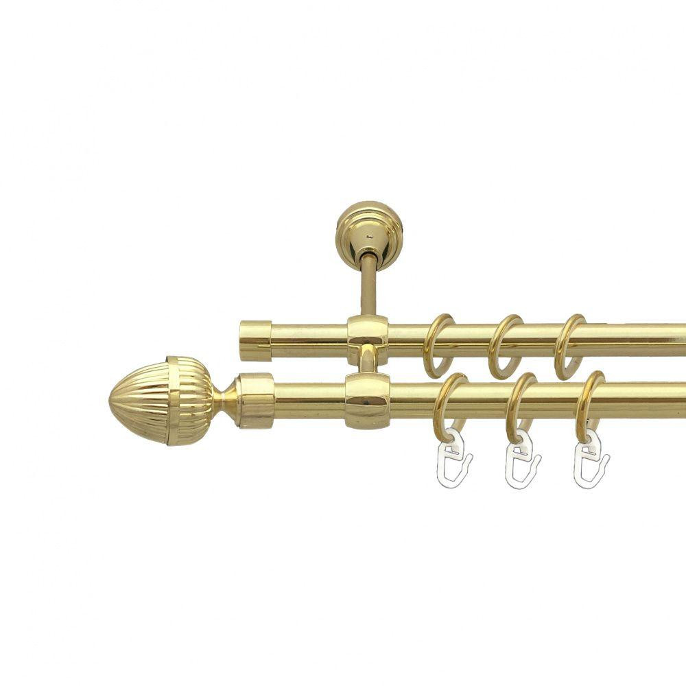 Карниз Orvit Одеон металевий дворядний литий гладка труба кільце металеве Золото 16\16 мм 240 см (00-00014417) Львів - фото 1