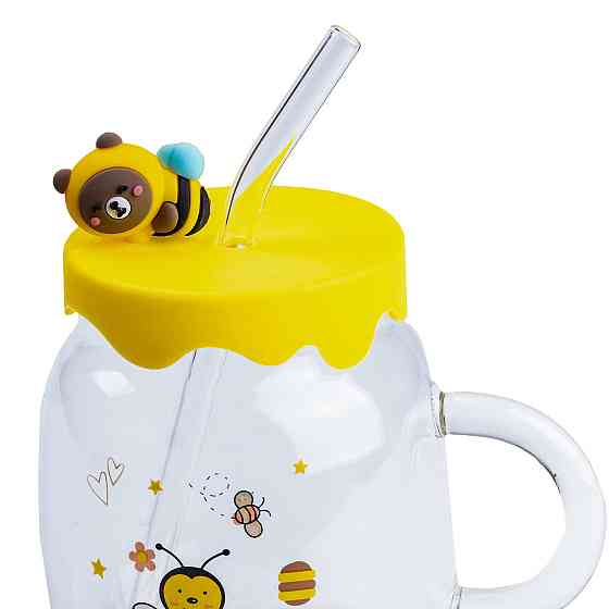 Happy Life Чашка скляна 500 мл із силіконовою кришкою та трубочкою Київ