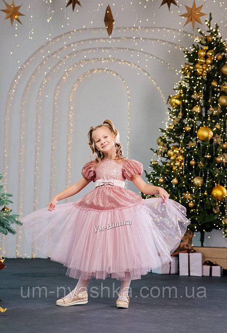 Святкова пишна пудрова сукня для дівчинки з глітером Кривий Ріг - фото 7
