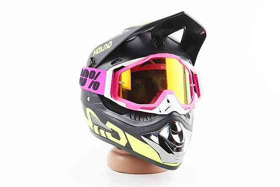 Окуляри кросові/ендуро/АТV, біло-рожеві (дзеркальне скло) Киев