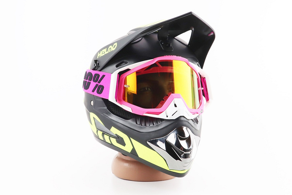 Окуляри кросові/ендуро/АТV, біло-рожеві (дзеркальне скло) Киев - изображение 3