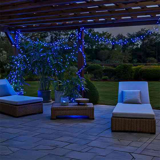 Garlando Новорічна гірлянда вулична 50 м 500 LED з сонячною батареєю чорний провід Синій SB500L Коломыя