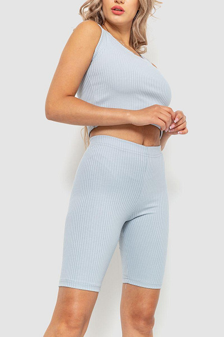 Костюм жіночий у рубчик, трикотажний з бавовни, без рукавів, вільного крою, Сірий, XS Лубни - фото 3
