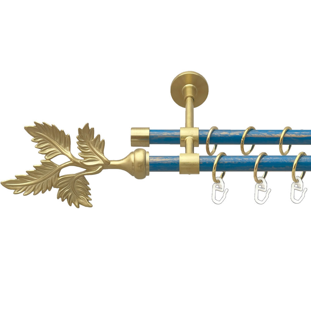 Карниз Orvit Папороть металевий дворядний закритий гладка труба кільце металеве Золото Матове - Блакить 16\16 мм 300 см Львів - фото 1