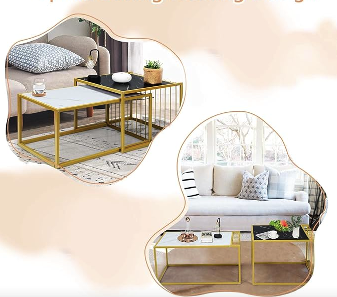 Комплект журнальних столів Costway Scorpion зі штучного мармуру Київ - фото 5