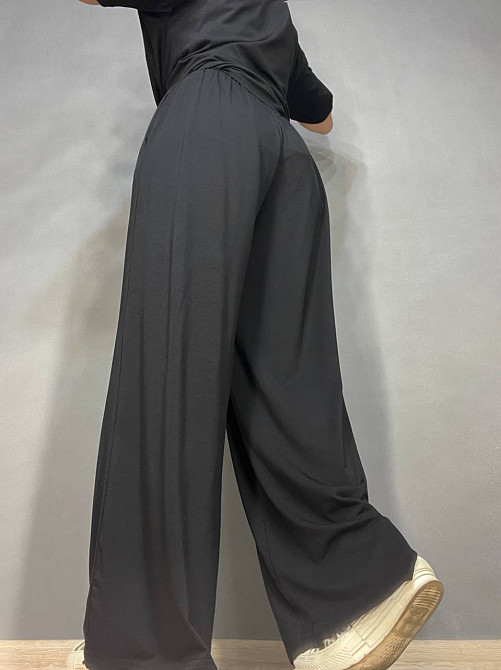 Брюки женские A-N 25060 палаццо на резинке с карманами тонкие свободные, черный, one size Киев - изображение 4