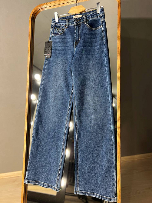 Джинсы женские Dragon 8092 palazzo jeans палаццо ровные от бедра стрейчевые синие, синий, 28, 28, 76 Одесса - изображение 9