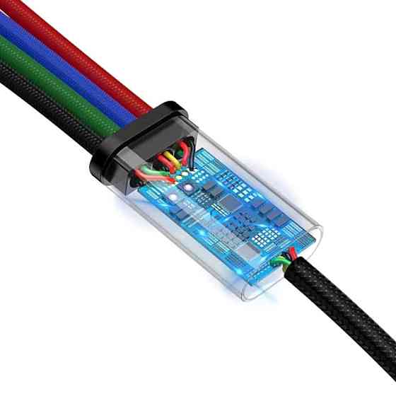 Кабель Baseus Fast 4-in-1 Cable For iP+Type-C(2)+Micro 3.5A 1.2m Black Киев