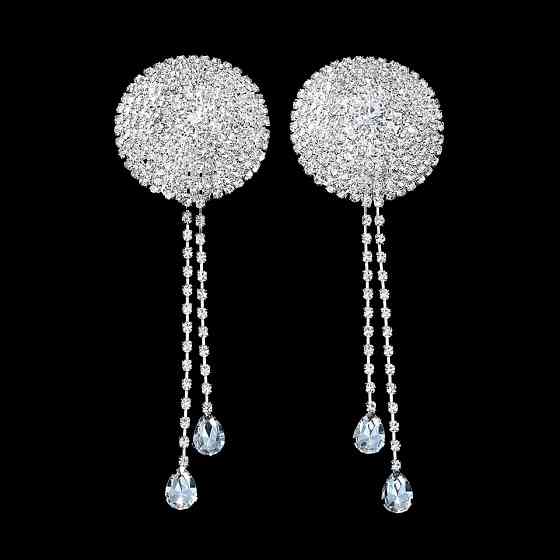 Наклейки на груди з камінням 5 см сріблястий Київ