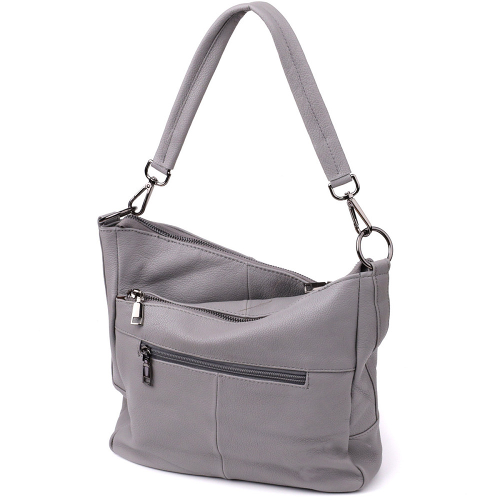 Удобная женская сумка с двумя ремешками из натуральной кожи Vintage 23054 Серый Киев - изображение 2