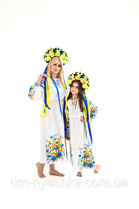 Жіноча сукня з узором Нарциси на синьому Кривий Ріг - фото 4