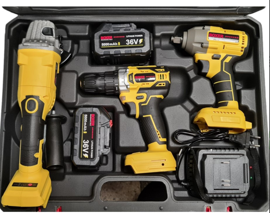 BX-189 Акумуляторний набір: гайковерт, шуруповерт, болгарка 25V з кейсом, 3 інструменти Одеса - фото 7