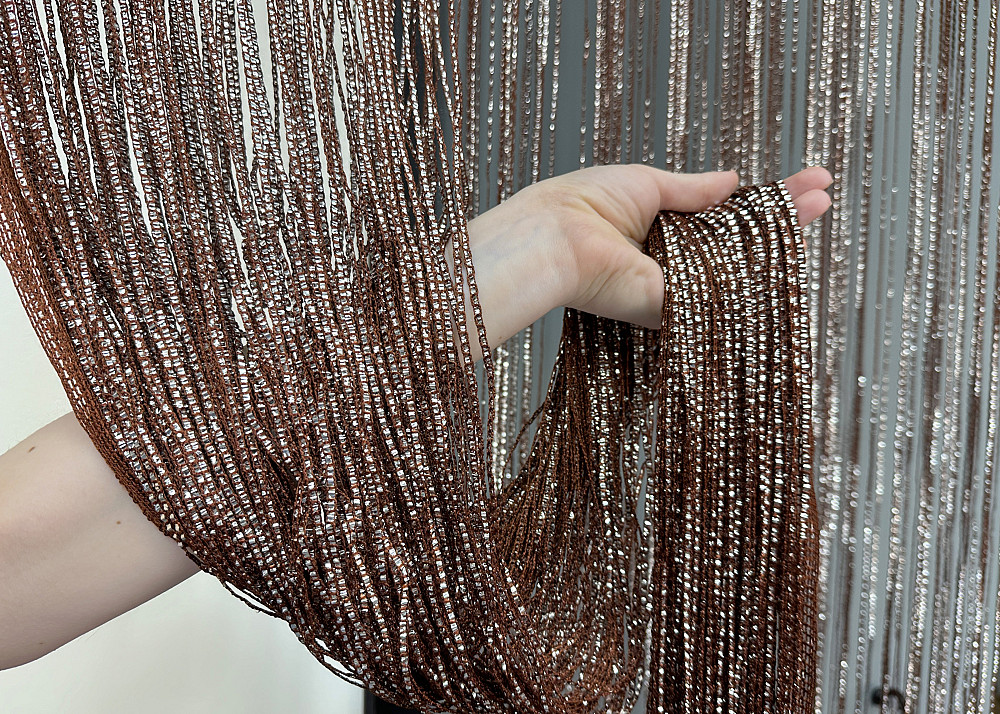 Шторы-нити Rovi Premium с люрексом Коричневый 300х300см 1 шт (61-115) Киев - изображение 6