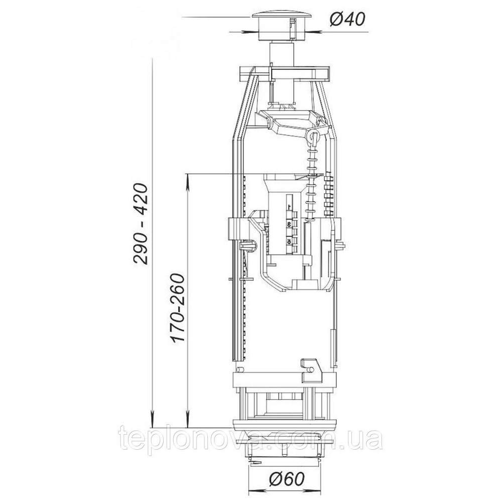 Комплект арматури для зливного бачка з бічною поданням води 1/2" й одним режимом зливання СТОП АБк-05 Чернівці - фото 9