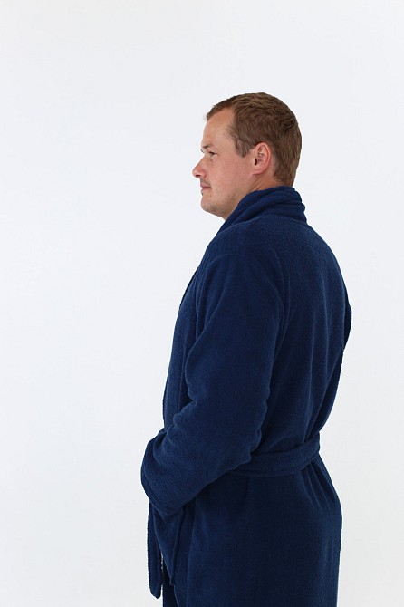 Чоловічий махровий халат Ideal Textile ХL темно-синій (56860503) Чернівці - фото 3