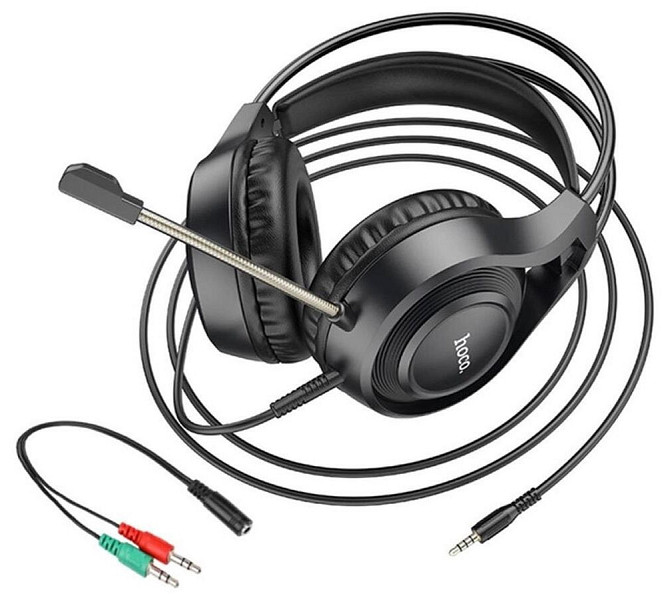 Игровые проводные наушники Hoco W106 Tiger с микрофоном (Черные) Винница - изображение 4