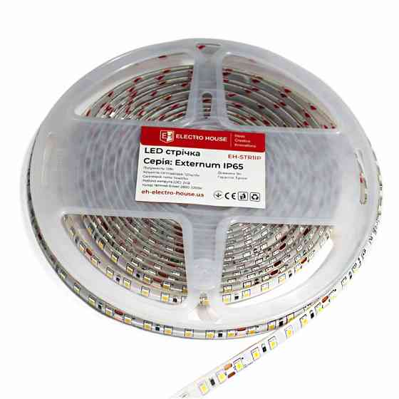 LED стрічка  12Вт 24В SMD2835 120 діодів, теплий білий 3000K, серія Externum IP65 , гарантія 3 роки Дніпро