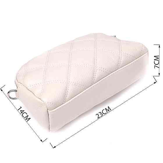 Модная женская сумка прошитая ромбами из натуральной кожи Vintage 22931 Белый Киев