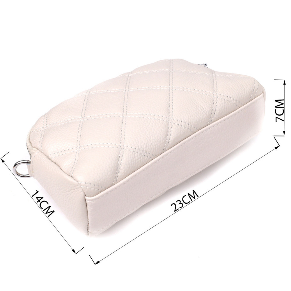 Модная женская сумка прошитая ромбами из натуральной кожи Vintage 22931 Белый Киев - изображение 3