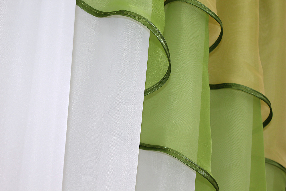 Кухонная занавеска VR-Textil № 114к ламбрекен и тюль оливковый с золотистым и белым 270х170 см (52-0611) Киев - изображение 5