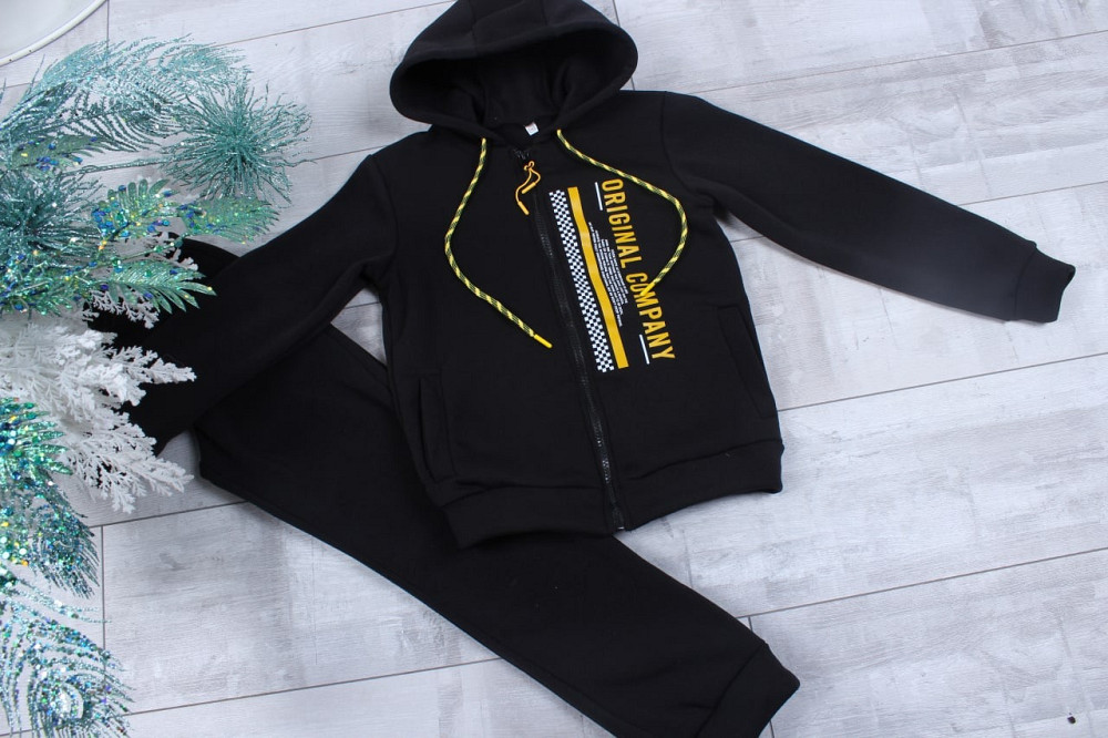 Детский теплый спортивный костюм в черном цвете 110,116,122,128 Николаев - изображение 1