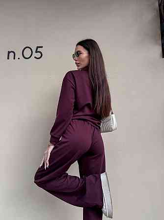 Жіночий базовий прогулянковий костюм на осінь щільний джерсі Винний, 42/44 Одеса