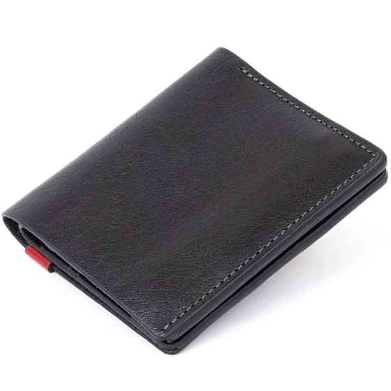 Стильное портмоне-кредитница комби в гладкой коже GRANDE PELLE 11327 Черное Киев