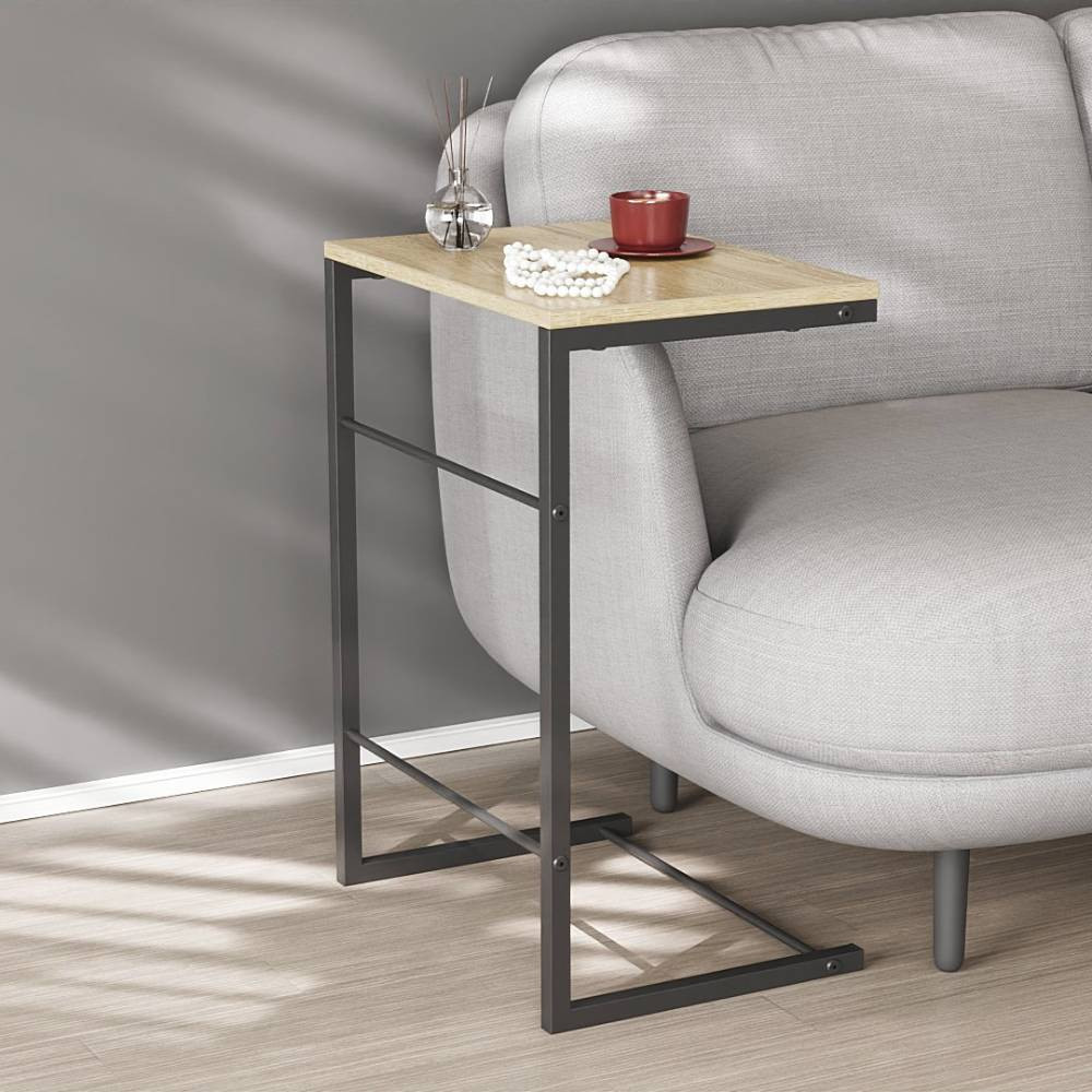 Столик приставний Террі Ferrum-decor 650x440x330 Чорний метал ДСП Дуб Сонома 16 мм (FRD-104651) Дніпро - фото 1