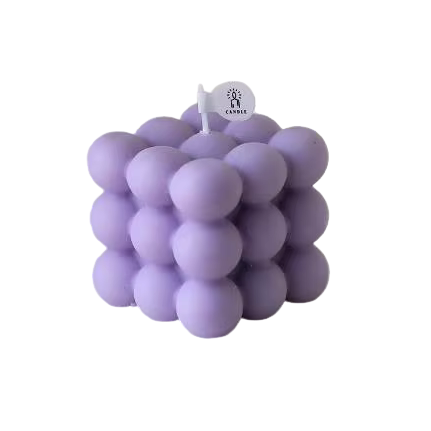 Свічка у формі бульбашковий куб у фіолетовому кольорі Кам'янець-Подільський - фото 1