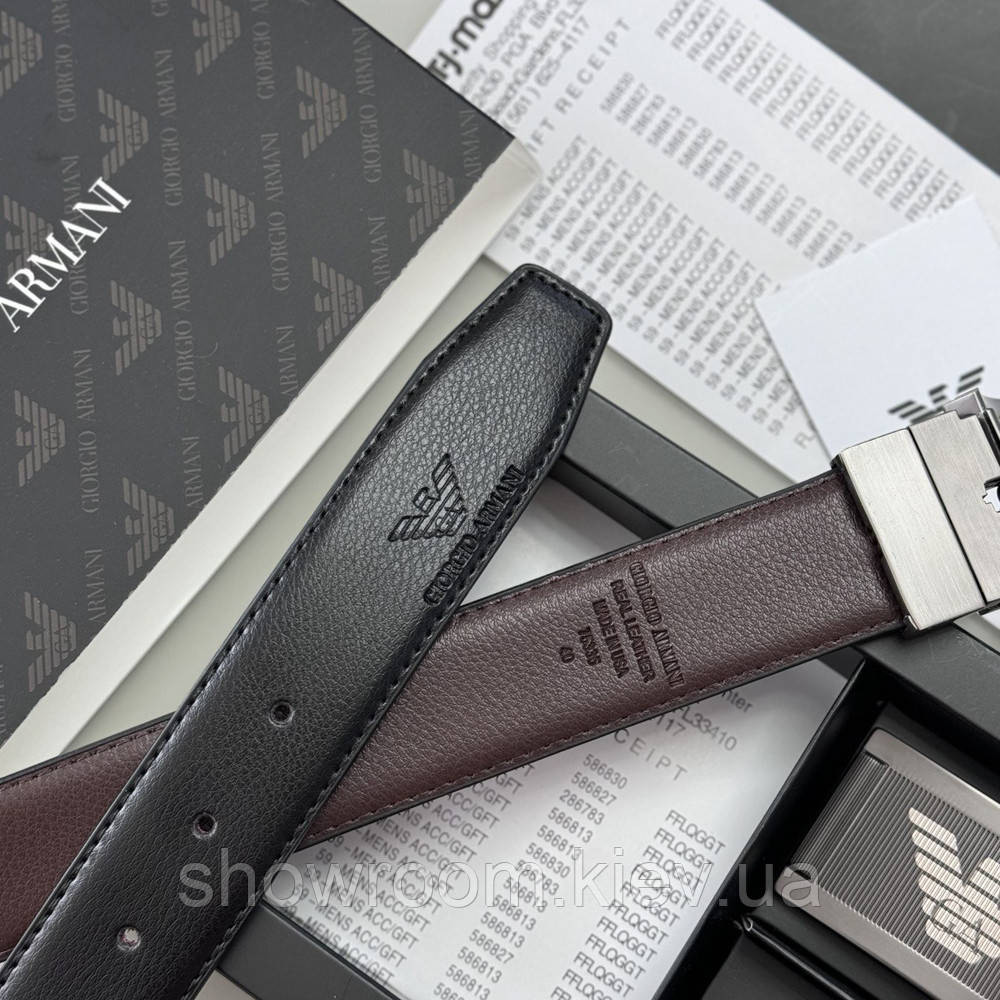 Чоловічий шкіряний ремінь із двома пряжками, подарункова упаковка GA (313) Київ - фото 9