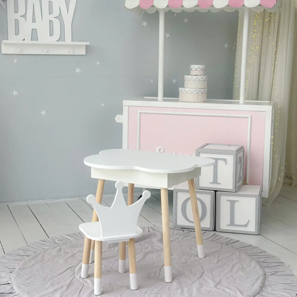 Детский столик Облако с нишей и стульчиком Корона (Белый) Винница - изображение 7