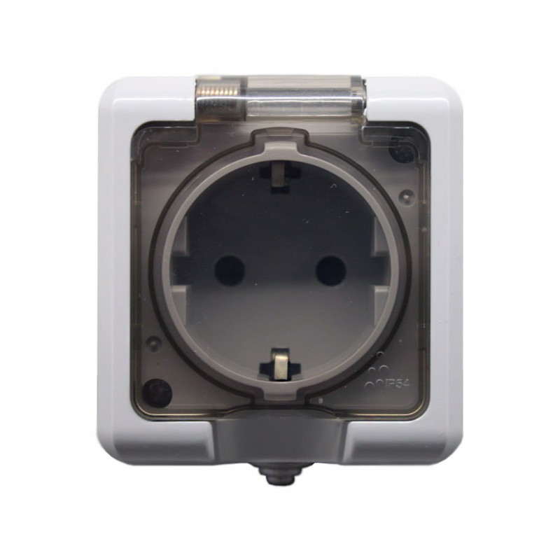 Розетка с заземлением и крышкой 16А, IP54 серый Днепр - изображение 1