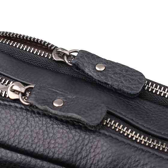 Містка чоловіча сумка на плече з натуральної шкіри Vintage 23022 Чорний Київ