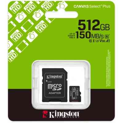 Карта памяти Kingston 512GB microSDXC class 10 UHS-I U3 V30 A1 Canvas Select Plus (SDCS3/512GB) Винница