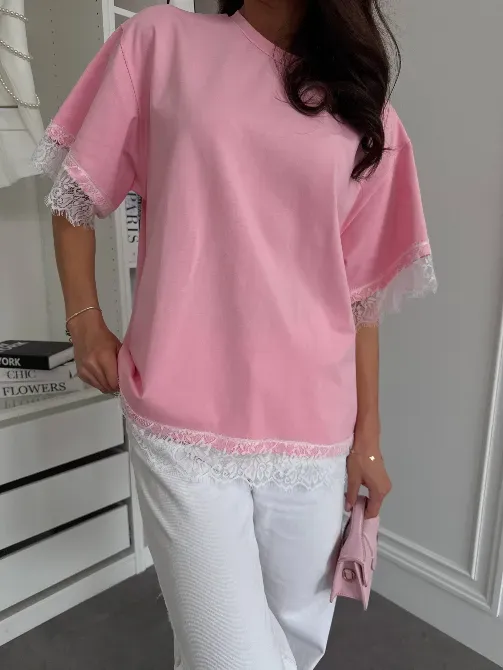 Женская oversize футболка с кружевом - трендовая футболка Одесса - изображение 5