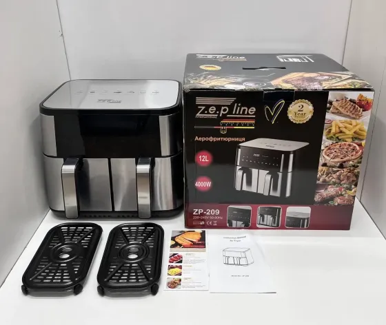 Фритюрница-аэрогриль Zepline ZP-209 4000Вт, 2 чаши по 6 л, антипригар, корпус из нержавеющей стали Киев