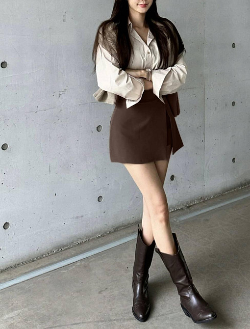 Базова жіноча спідниця-шорти костюмка люкс Шоколад, 44/46 Одеса - фото 6