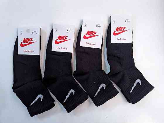 Детские качественные хлопковые носки средней высоти в наборе по  штук Nike. Размер 31-34 Черные Киев