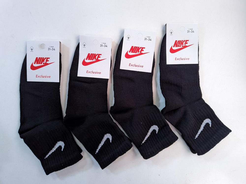 Дитячі якісні бавовняні шкарпетки середньої висоти в наборі за штук Nike. Розмір 31-34 Чорні Київ - фото 1