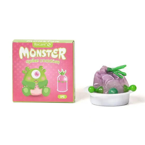 Насадка на член Recare Green Monster Spike Condom (презерватив с рядом шариков и усиками на кончике) Львов