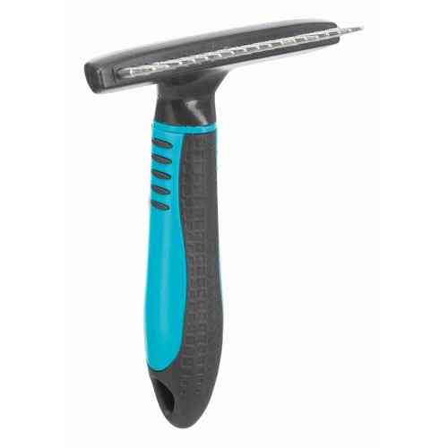 Расческа-грабли Trixie для длинношерстных собак с длинным вращающимся зубом металлическая с пластиковой ручкой 10х15 см Киев